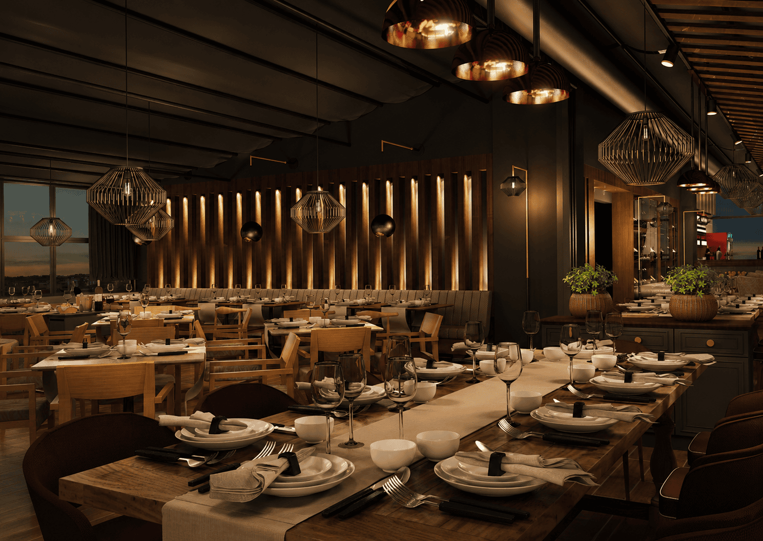 Restoran iç mekan tasarımı – oturma alanı ve masa düzeni, Balıktaşı Otel Ordu