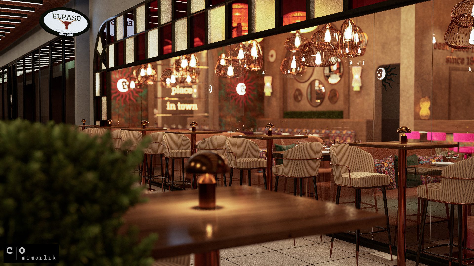 Meksika restoranı tasarımı - kemerli pencere detayı
