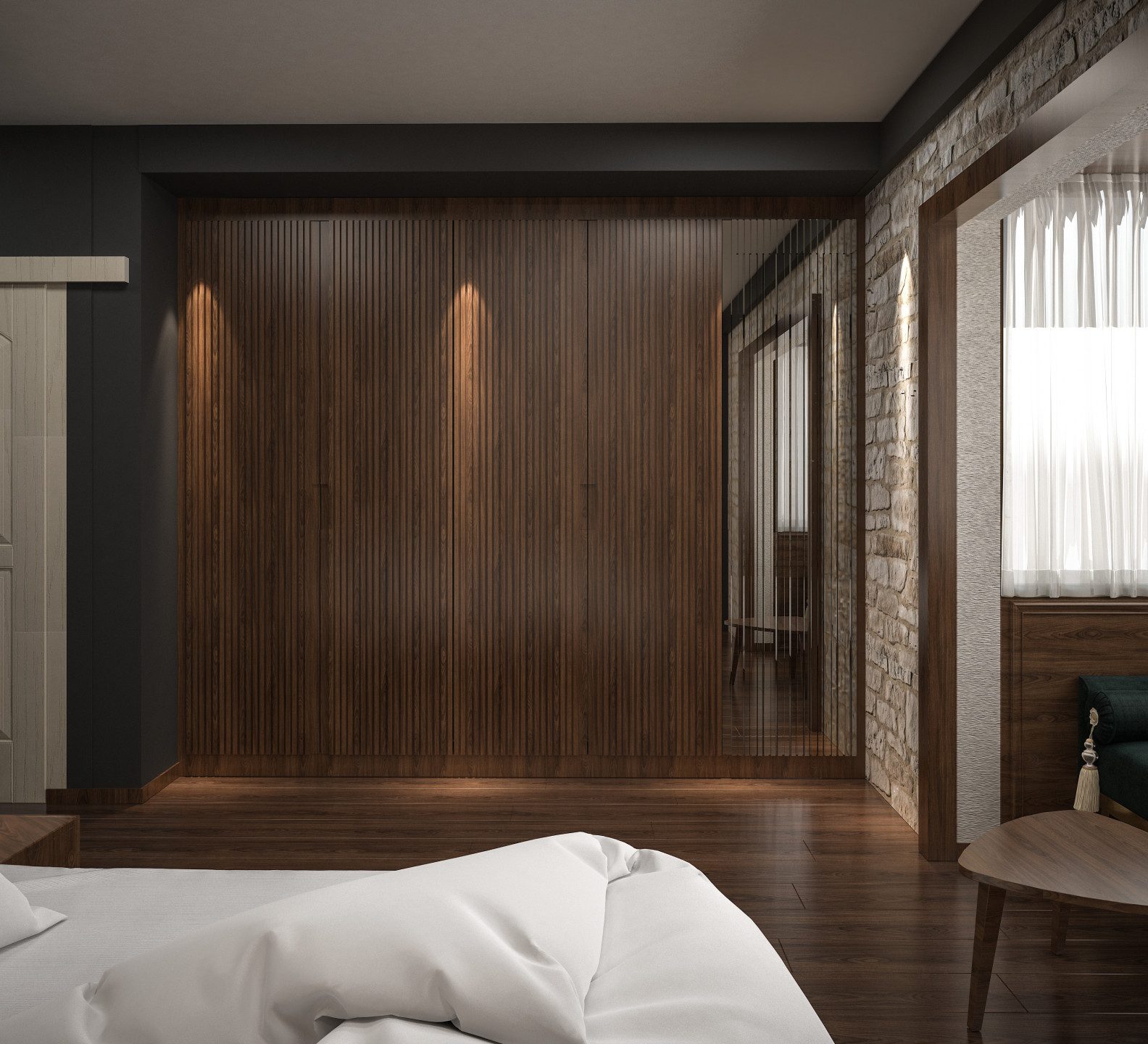 Çeşme villa iç mimarisi - yatak odası dolapları