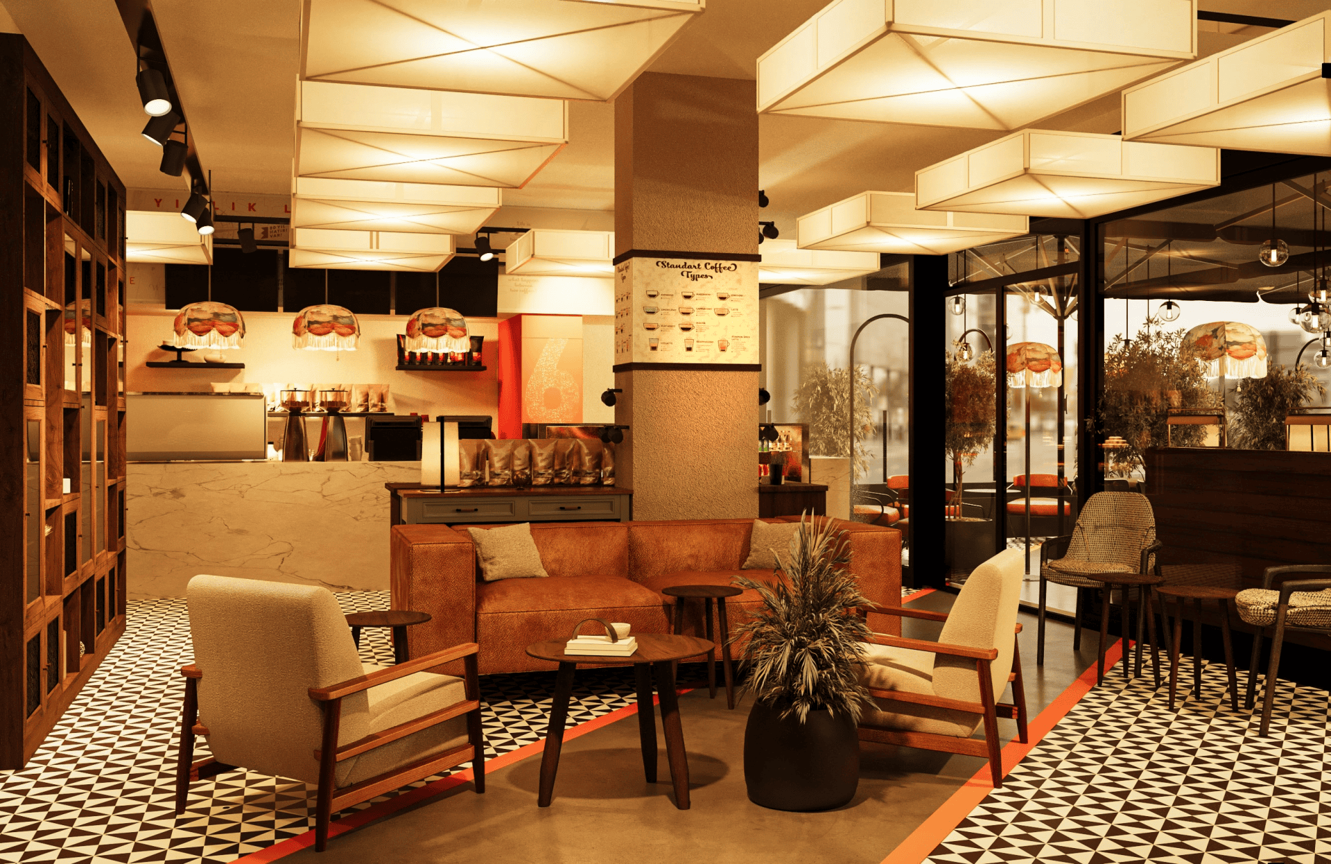 6:45 Standart Coffee Acıbadem kahve dükkanı tasarımı - coffee bar ve koltuk grubu