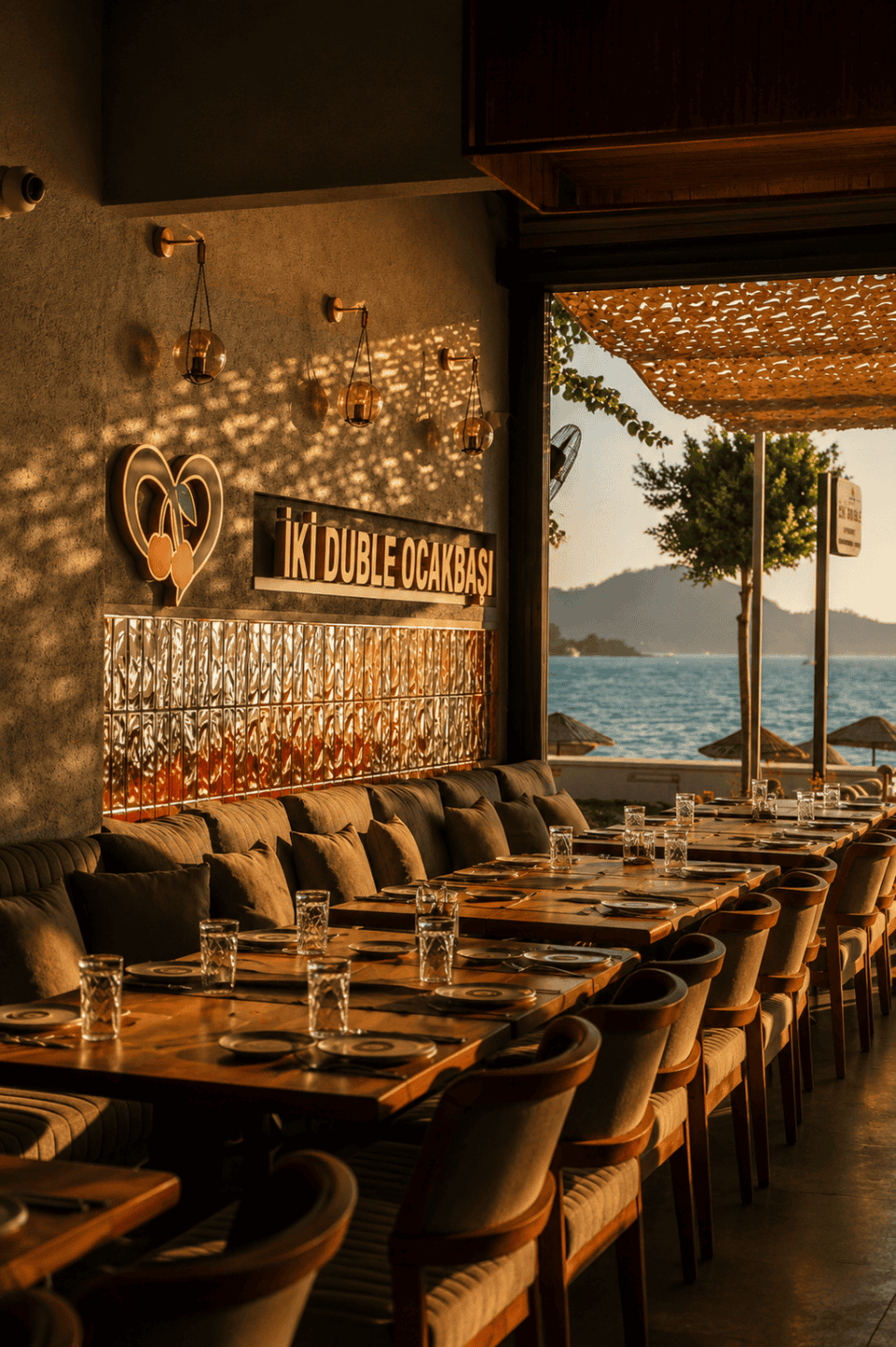 İki Duble Ocakbaşı restoran tasarımı - iç mekan tabela detayı