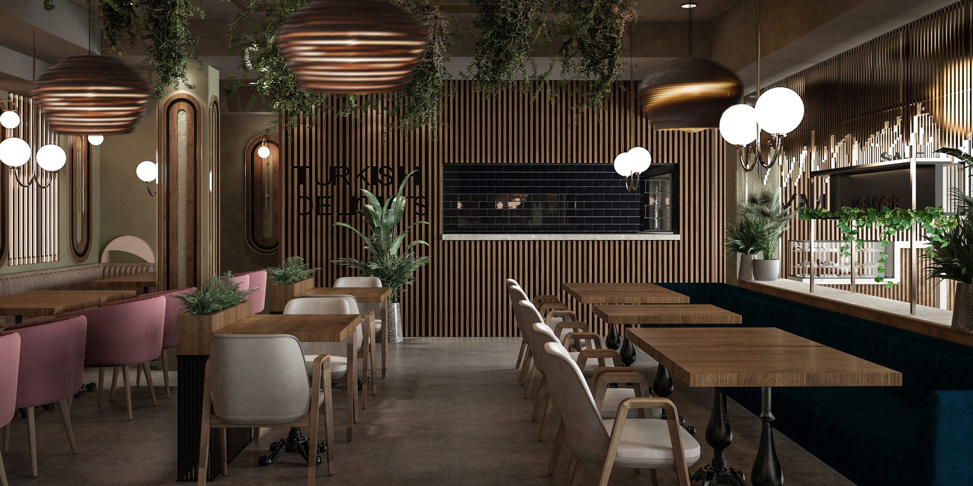 Amsterdam restoran ve kafe tasarımı - ahşap duvar tasarımı