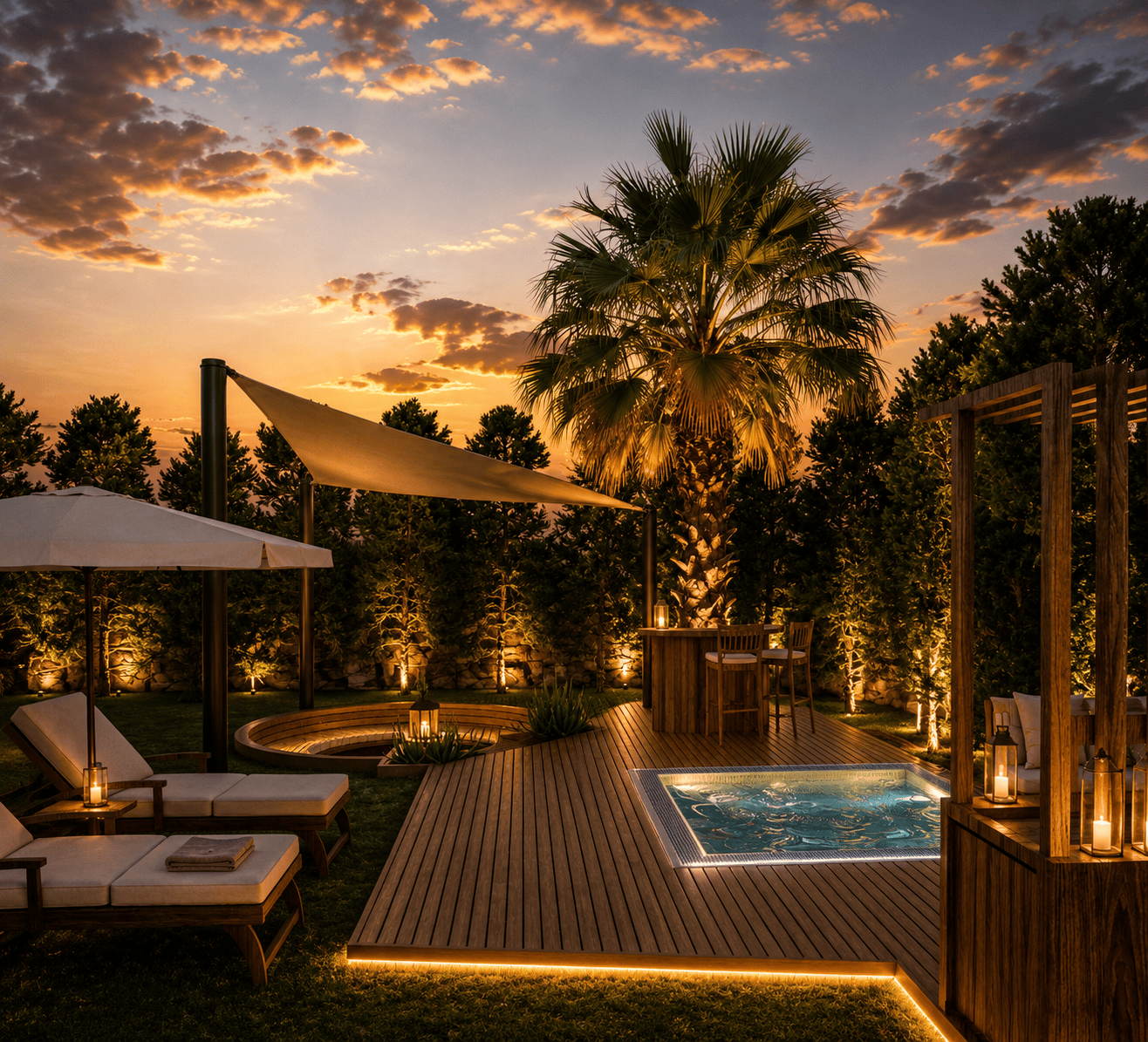 Çeşme villa havuz başı oturma alanı - Murat C. Evi