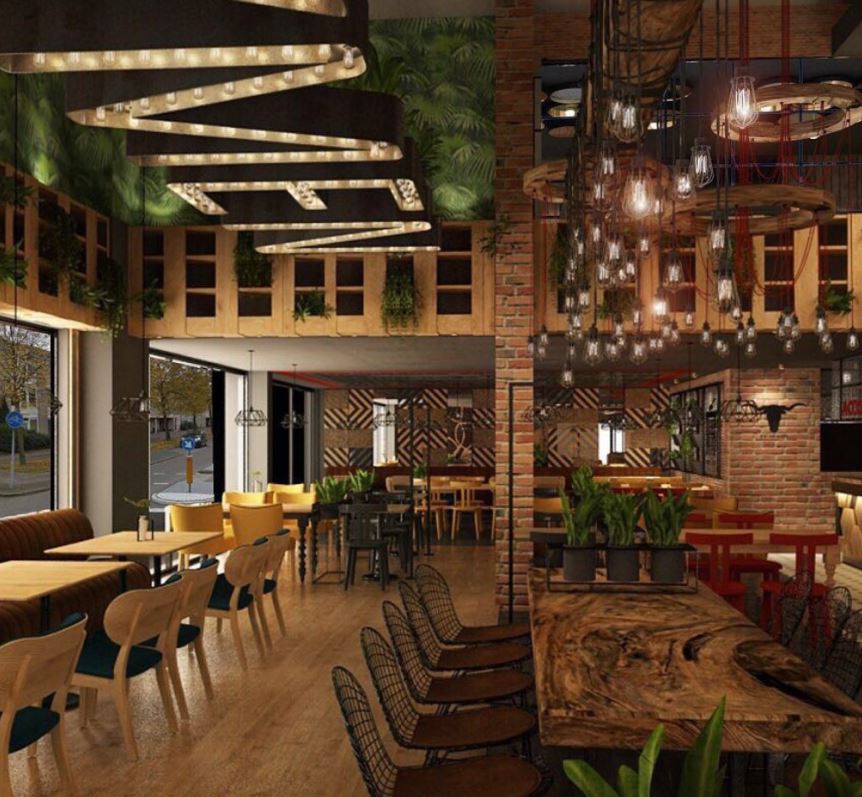 BeyMen Steak Amsterdam steakhouse tasarımı - tuğla duvarlı giriş bölümü