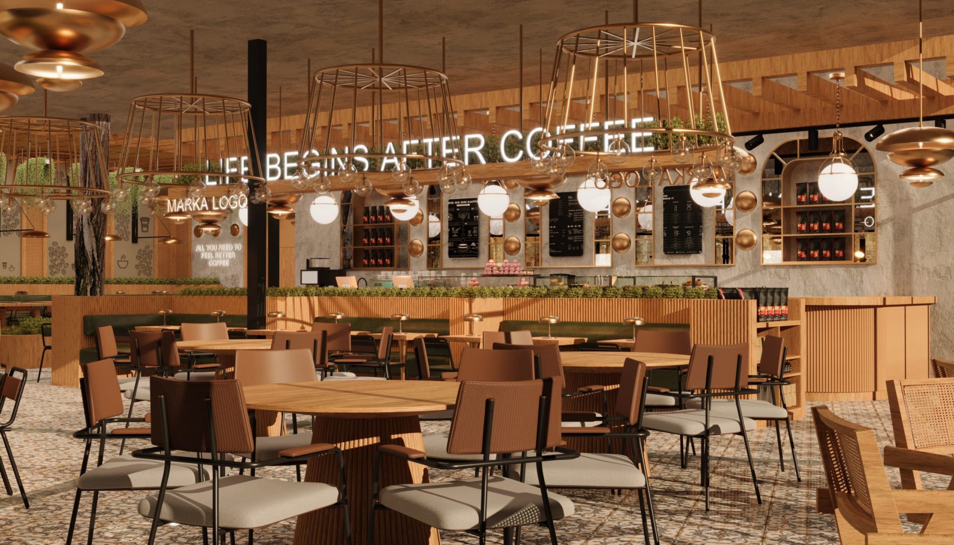 Coffee Store Meydan Beşiktaş kafe tasarımı - bahçe coffee bar ve oturma alanı