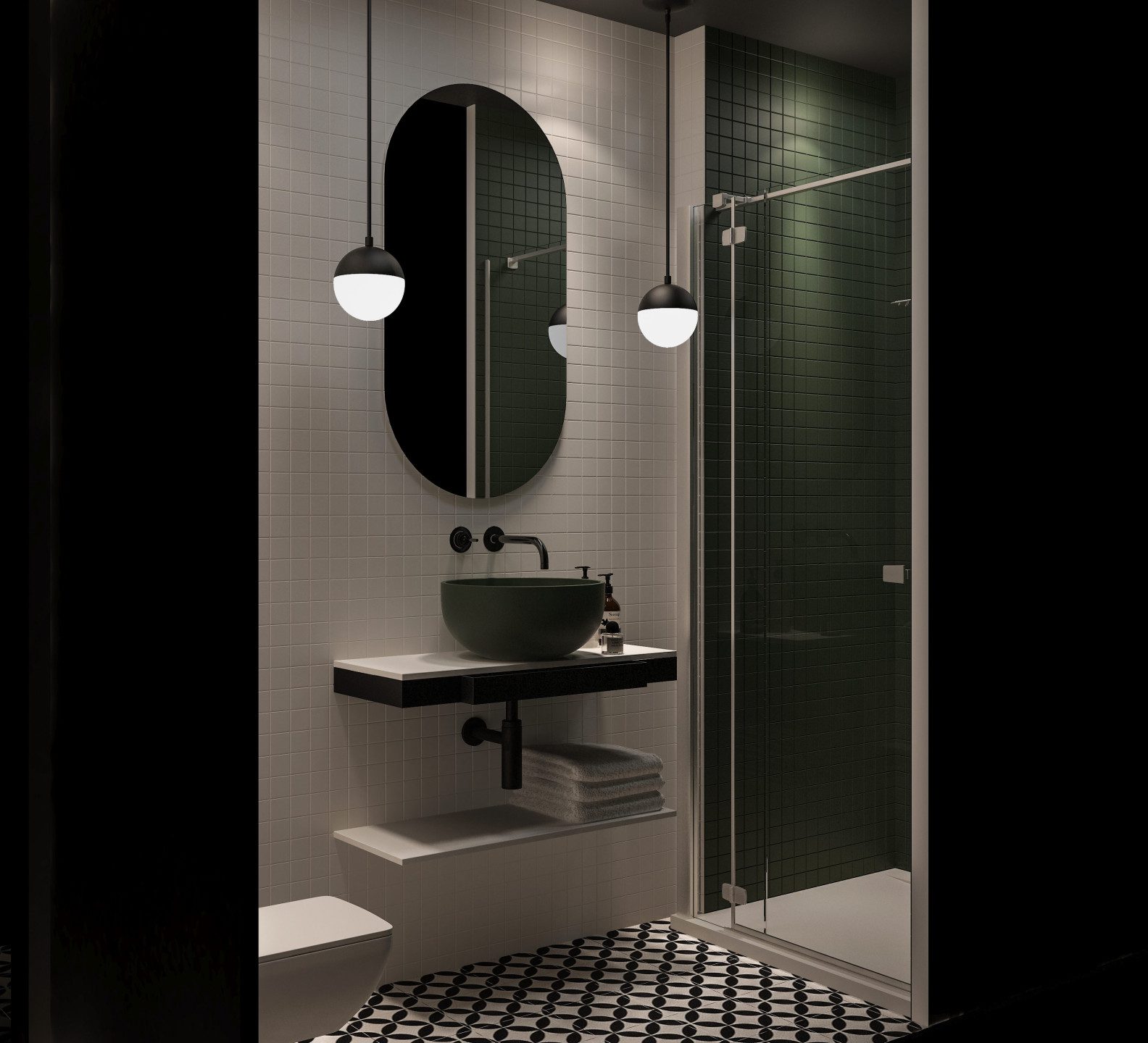 Çeşme villa iç mimarisi - duş, lavabo alanı