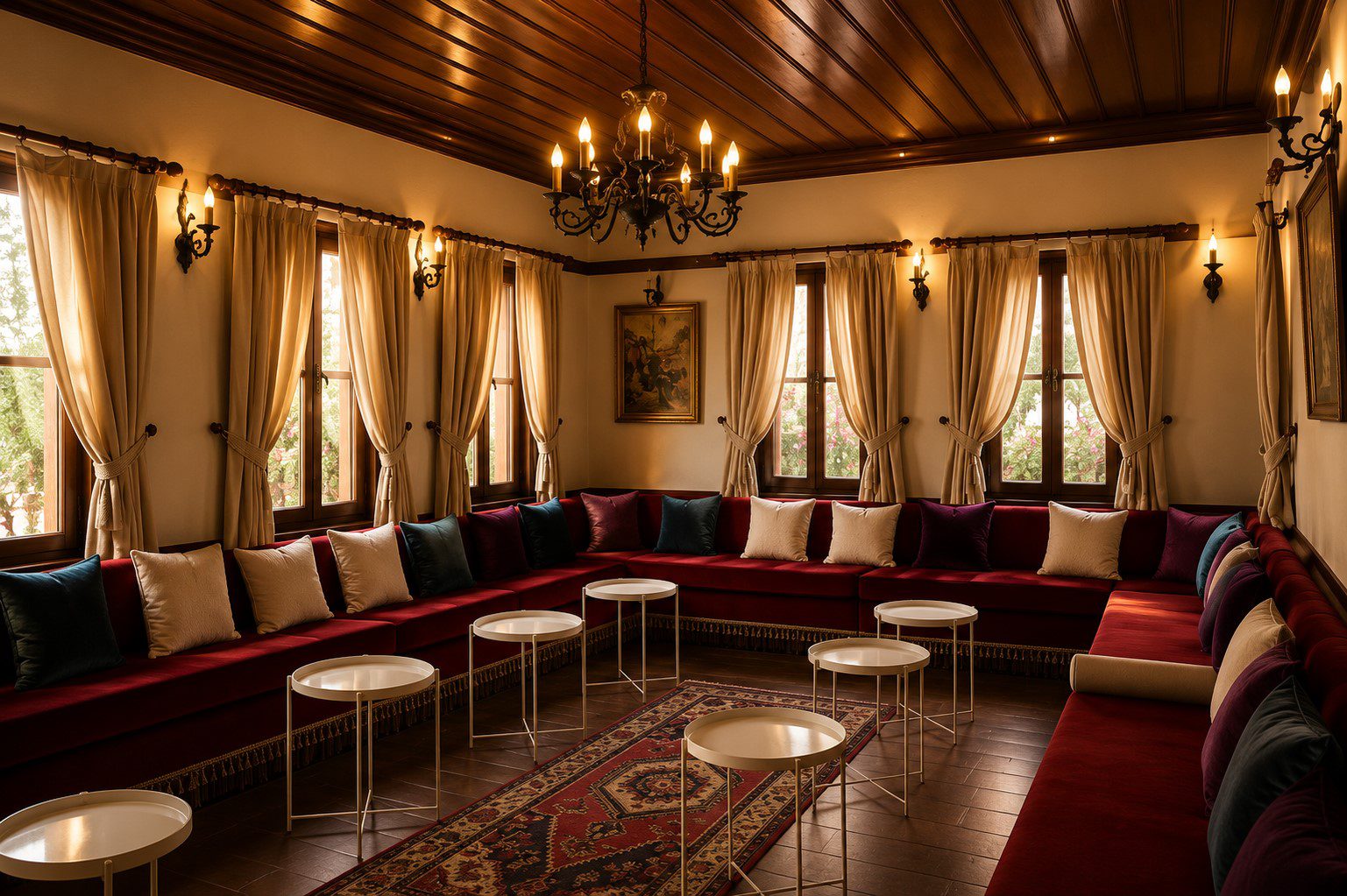 Kına ve nişan salonu tasarımı - sarkıt avize ve salon