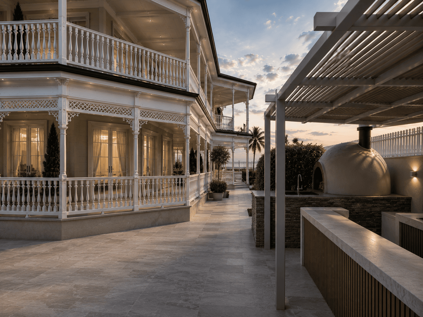 Çiftlik Evi villa tasarımı - taş fırın ve barbekü alanı