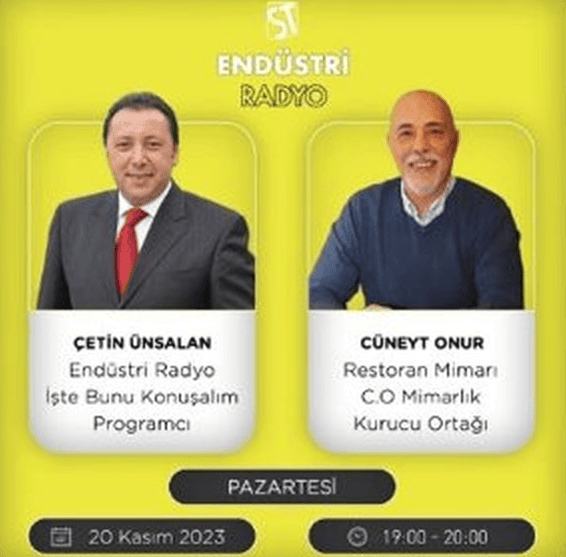 Restoran tasarımı röportajı - Cüneyt Onur, Endüstri Radyo